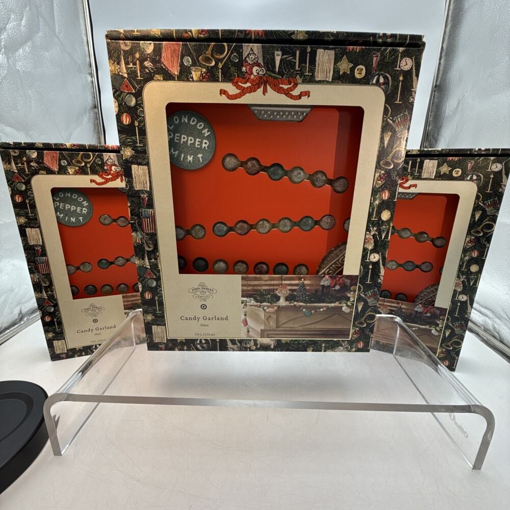 3 John Derian Vintage Style Christmas 60" Glass Cookie & Candy Garland ▪︎ NIB🖤